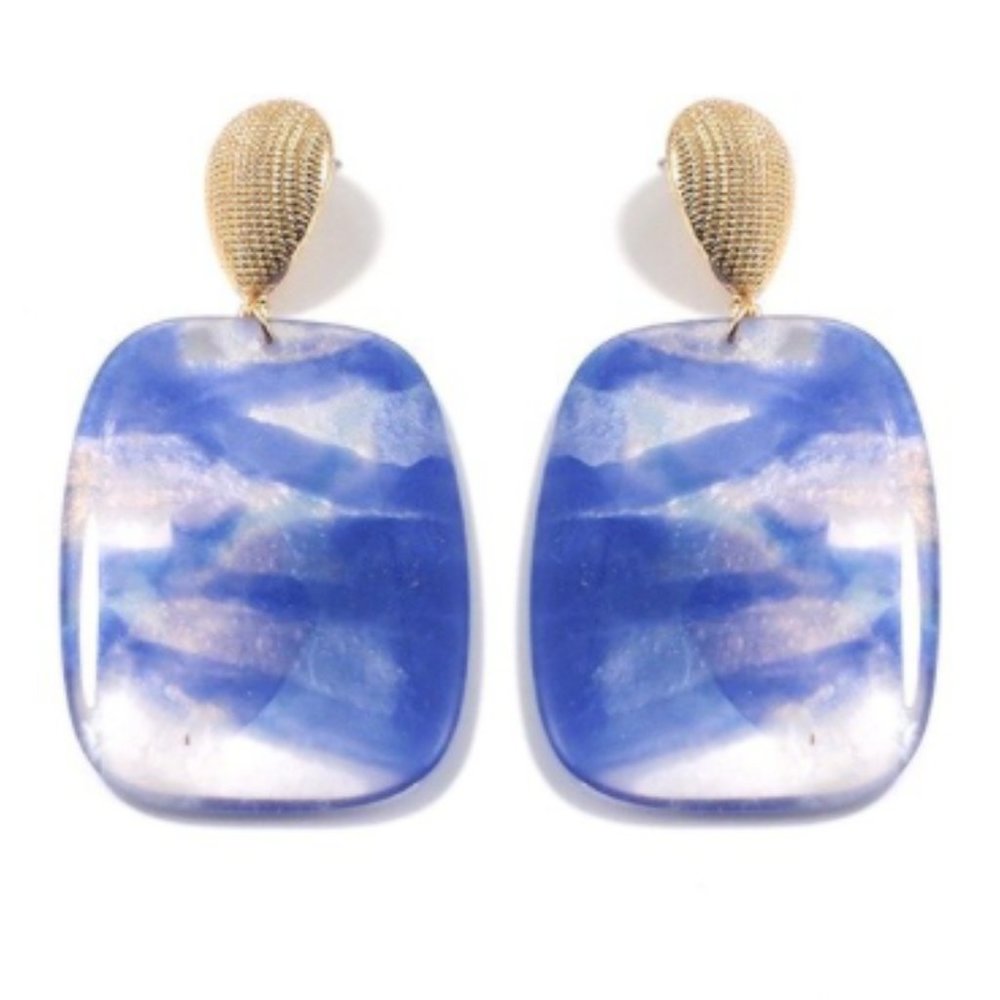 Blue Marble Acrylic Statement Earrings